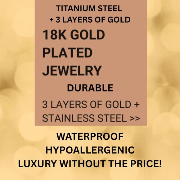 18K Gold Plated Women's 3 Layered Necklaces Waterproof Hypoallergenic Jewelry - Picture 11 of 12